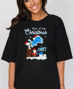 peanuts Snoopy And Charlie Brown Wall Paint Detroit Lions This Is My Christmas Shirt