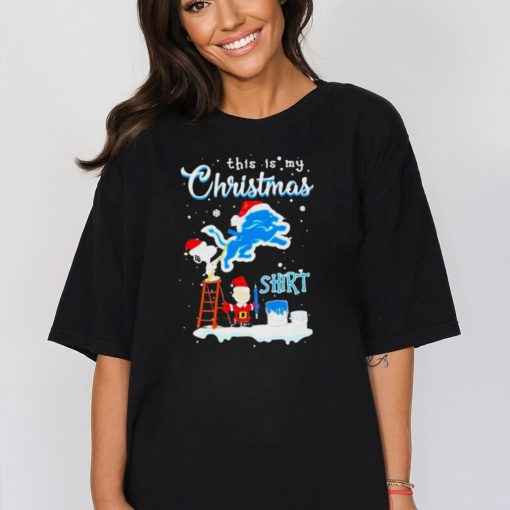 peanuts Snoopy And Charlie Brown Wall Paint Detroit Lions This Is My Christmas Shirt