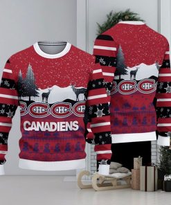 Montreal Canadiens Fans Reindeers Pattern Ugly Christmas Sweater Gift