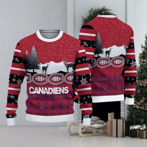 Montreal Canadiens Fans Reindeers Pattern Ugly Christmas Sweater Gift