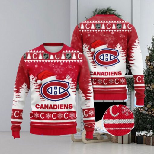 Montreal Canadiens Nhl Ice Hockey Christmas Santa Hat AOP Print 3D Ugly Sweater
