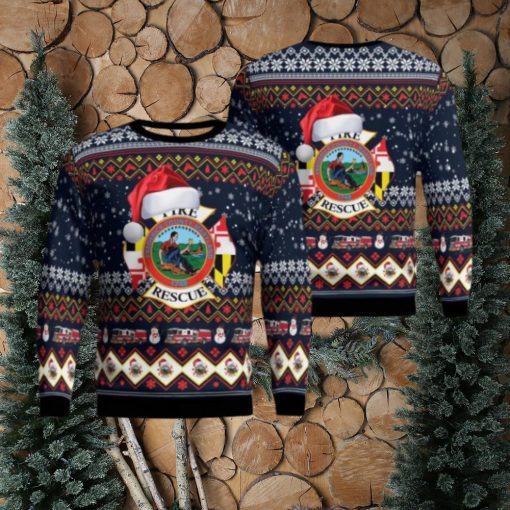 Frederick County (Md) Fire & Rescue Christmas Aop Ugly Sweater Family Gift