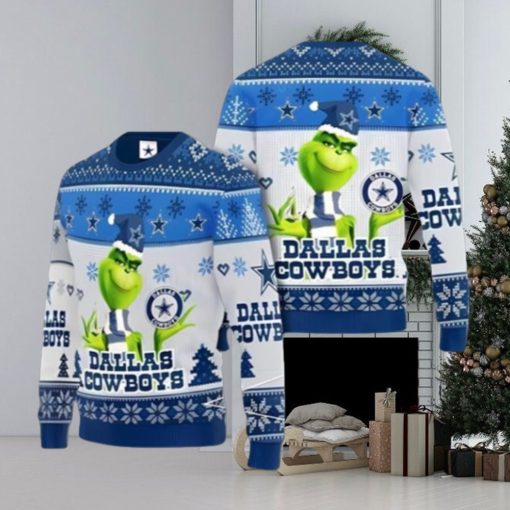 Grinch Dallas Cowboys Ugly Christmas Sweater Xmas 3D Printed Christmas Sweater Gift