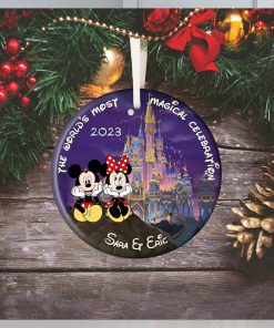 Personalized Mickey and Minnie Christmas Ornament, Couple Ornament