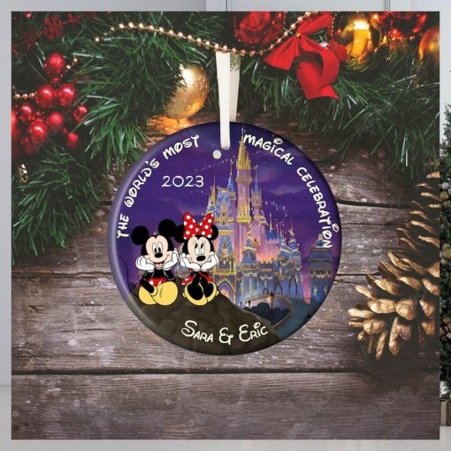 Personalized Mickey and Minnie Christmas Ornament, Couple Ornament