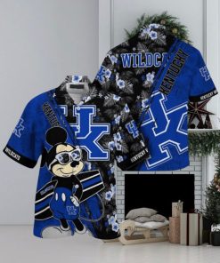 NCAA Kentucky Wildcats Hawaiian Shirt Mickey And Floral Pattern