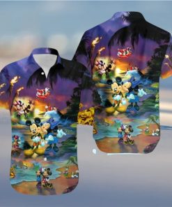 Mickey And Minnie Mouse Sunset Beach Disney Full Printing Hawaiian Shirt