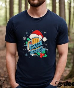 santa hat beery Christmas snowflakes gift shirt