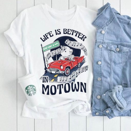 skeleton riding truck life is better in motown berry gordy jr blvd shirt shirt trang