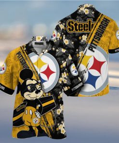 Mickey And Floral Pittsburgh Steelers NFL Summer Hawaiian Shirt