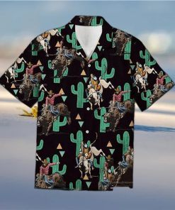 Vintage Rodeo Cactus Horse Racing Hawaiian Shirt