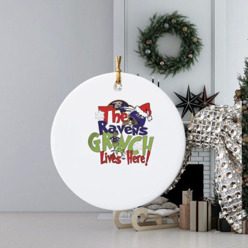the baltimore ravens x grinch lives here christmas ornament Circle
