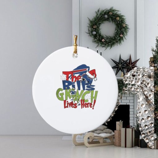 the buffalo bills x grinch lives here christmas ornament Circle