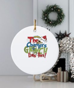 the chargers grinch lives here christmas ornament Circle