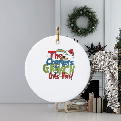 the chargers grinch lives here christmas ornament Circle