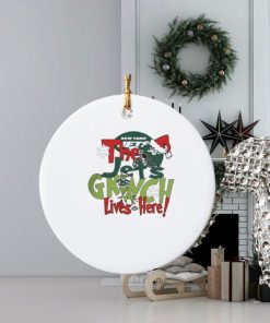 the dallas cowboys x grinch lives here christmas ornament Circle