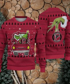 tlanta Falcons And Grinch Driving With Pine Trees Ugly Christmas Sweater