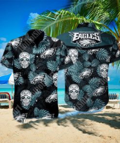 tropical skull nfl philadelphia eagles hawaiian shirt