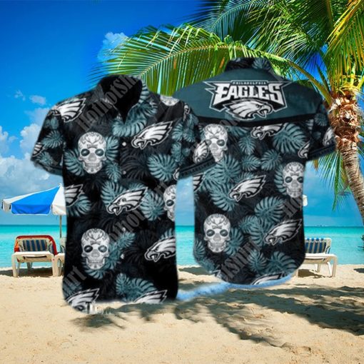 tropical skull nfl philadelphia eagles hawaiian shirt