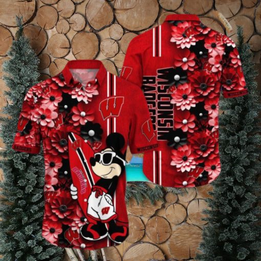 Wisconsin Badgers Hawaiian Shirt Mickey Love Surfing Trending Summer Gift