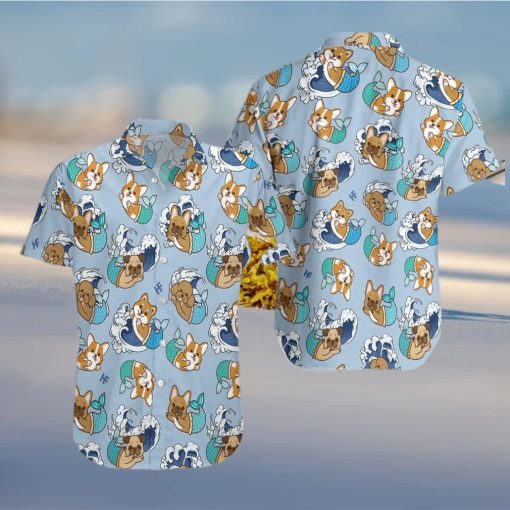 Wave Seamless And Dog Mermaid Aloha Hawaiian Shirts