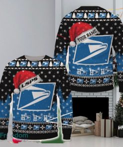 usps Logo Brands Ugly Christmas Sweater Gift For Fans Custom Name