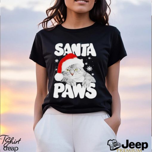 Cat hat santa santa paws merry christmas shirt