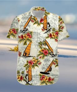 Windsurfing Yellow Tropical Flower Unisex Hawaiian Shirts