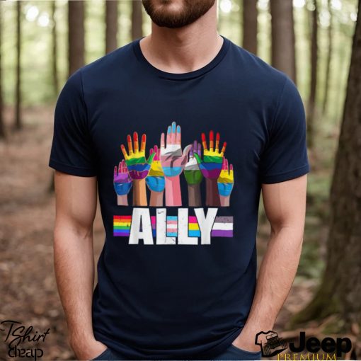 LGBTQ Ally For Gay Pride Month Transgender Flag Distressed T Shirt