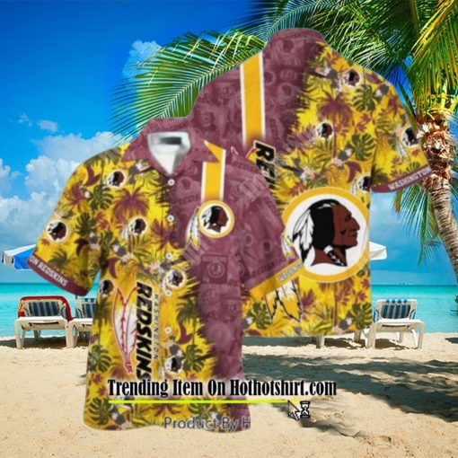 washington redskins nfl team football beach shirt summer button down hawaiian shirt