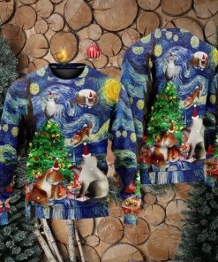 Christmas Cat Playing In Starry Night Ugly 3D Sweaters Gift For Men And Women