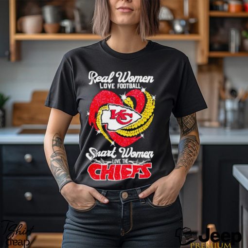 women love baseball smart women love the Kansas City Chiefs heart diamonds shirt