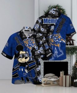 NCAA Memphis Tigers Hawaiian Shirt Mickey And Floral Pattern