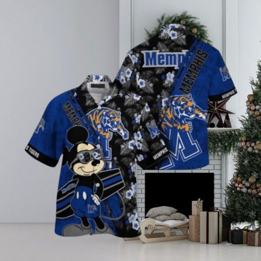 NCAA Memphis Tigers Hawaiian Shirt Mickey And Floral Pattern