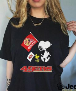 The Peanuts Snoopy And Woodstock San Francisco 49ers Football Flag Shirt