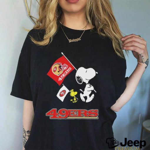 The Peanuts Snoopy And Woodstock San Francisco 49ers Football Flag Shirt