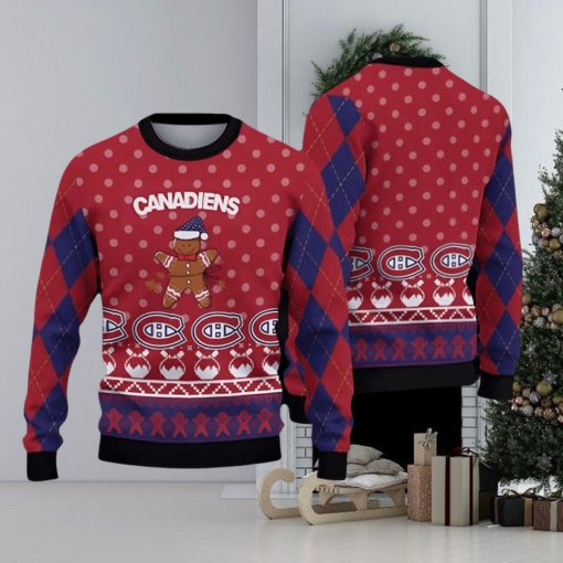 Montreal Canadiens Fans Gingerbread Man Ugly Christmas Sweater Gift