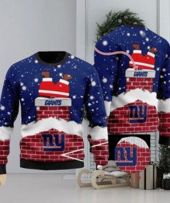 New York Giants Santa Claus On Chimney Ugly Christmas Sweaters