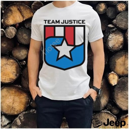 Cindy Perno Wearing Team Justice Shield Logo Long Sleeve T Shirt