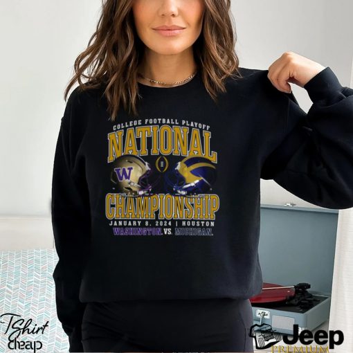 Women’s Fanatics Branded Black Michigan Wolverines vs. Washington Huskies College Football Playoff 2024 National Championship Matchup Focus Execute Win V Neck T Shirt