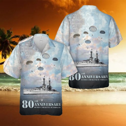 1. The DDay 80th Anniversary Landings and the Battle of Normand Battleship USS Texas (BB35) Hawaiian Shirt For Men Women Summer