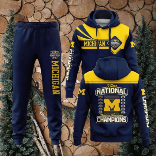 12 Time National Champions Michigan Wolverines College Football Playoff 2023 Hoodie