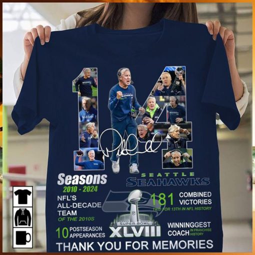 14 seasons 2010 2024 seattle seahawks thank you for the memories shirt