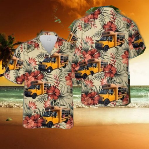 2001 Chevrolet Express 3500 Cargo Blue Bird school bus Hawaiian Shirt Aloha Beach Summer Shirt