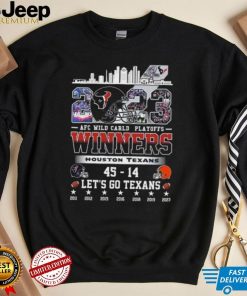 2023 AFC Wild Card Playoffs Winners Houston Texans 45 – 14 Cleveland Browns Let’s Go Texans Helmet Skyline Shirt