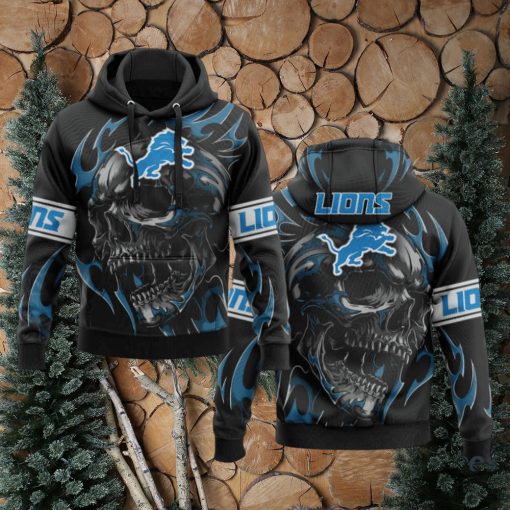 2023 Punisher Skull Detroit Lions 3d Hoodie