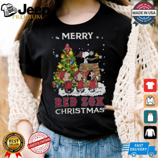 2024 Boston Red Sox Snoopy And Friends Merry Christmas Shirt