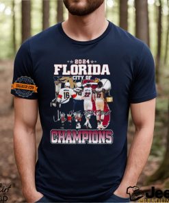 2024 Florida city of champions Miami Heat and Florida Panthers signatures shirt