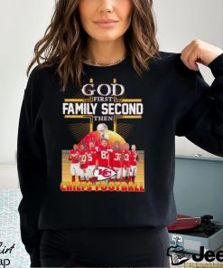 2024 God first family second then Chiefs football shirt