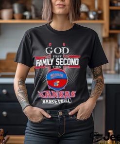 2024 God first family second then Kansas basketball shirt